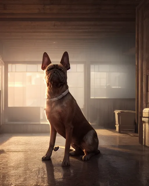 Prompt: dog, hyper realism, cinematic, volumetric lighting, dramatic ambient lighting, epic composition, high detail, octane render, unreal engine, 8 k, professional photo, photorealistic, intricate complexity, extremely detailed,