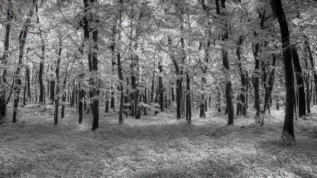 Prompt: Infra red photo of a forest