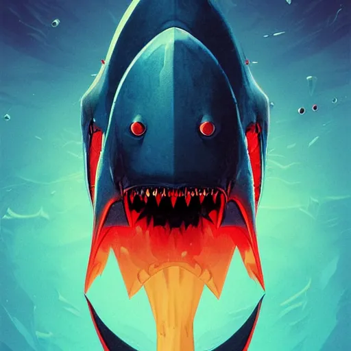 Image similar to deadly demonic floating galaxy polygon shark pocket cooler ghoul, by j. m. w. turner and ross tran and felix vallotton, dutch golden age, tiki, trending on cgsociety