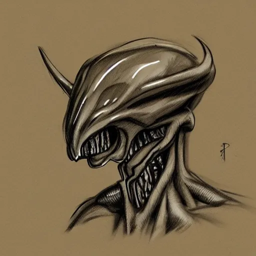 Image similar to sketch drawn of alien creature by gabo mendoza, trending on artstation