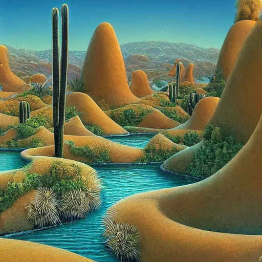 Image similar to surreal environment, hidden garden in the desert by michael whelan, heaven, ultra realistic, aesthetic, beautiful, magical