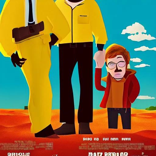 Image similar to poster for breaking bad, the movie, pixar remake