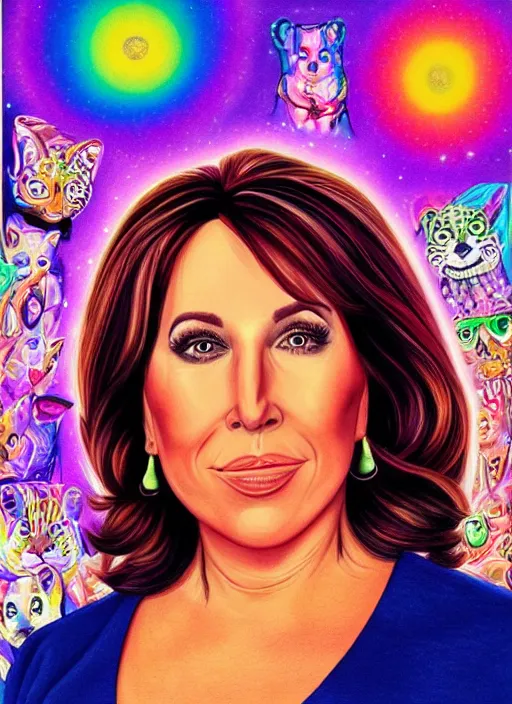 Prompt: highly detailed ultra realistic portrait of discheveled alex jones by lisa frank