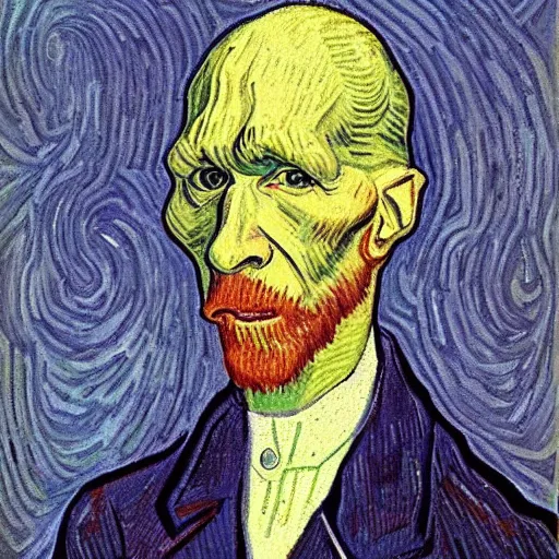 Prompt: handsome squidward portrait, van gogh art style