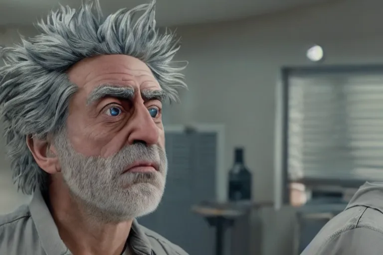 Image similar to rick sanchez, real life, high quality movie still, photorealistic, ultra detail