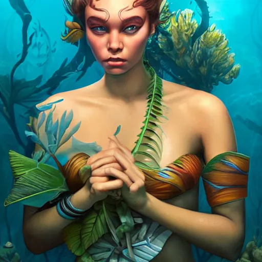 Image similar to lofi underwater amazonian portrait, Pixar style, by Tristan Eaton Stanley Artgerm and Tom Bagshaw.