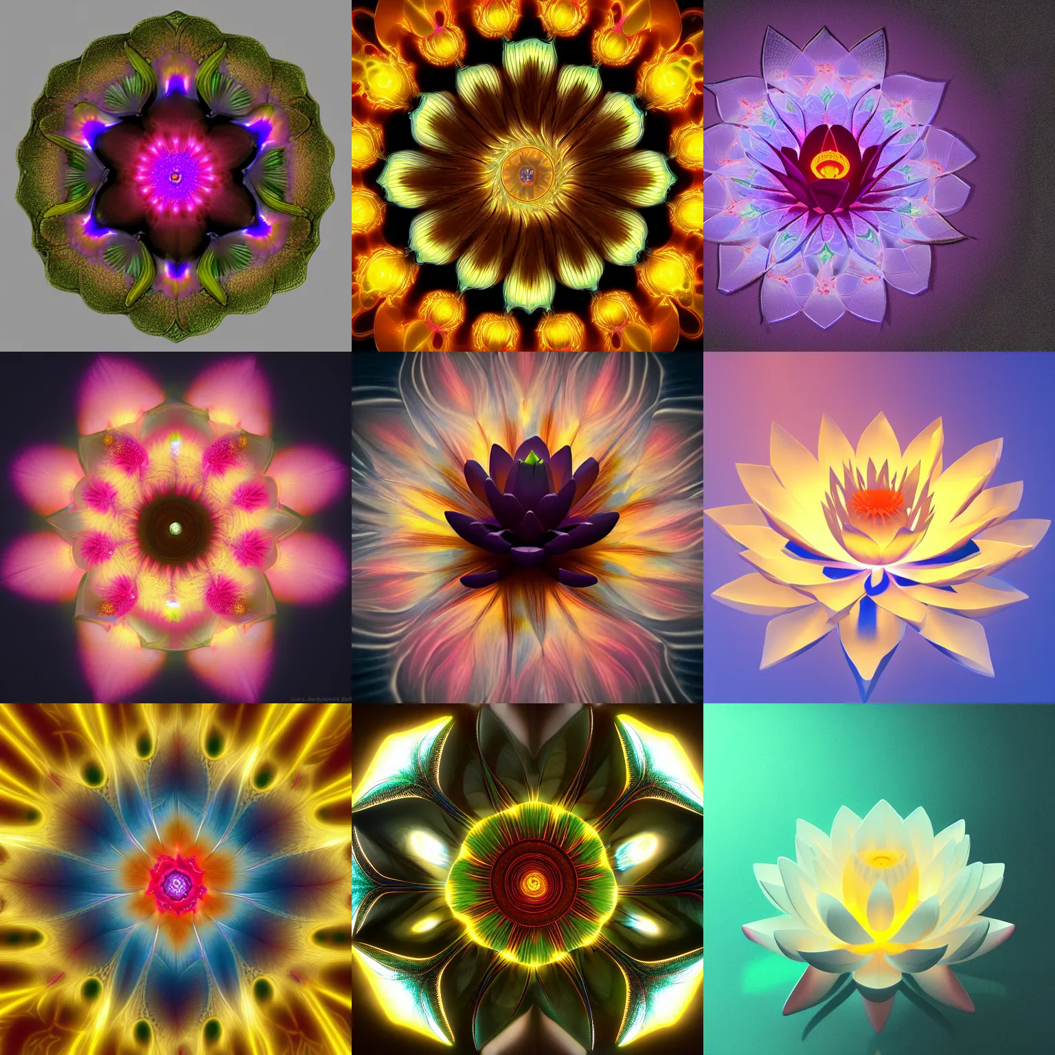 Prompt: fractal lotus flower, cinematic lighting, 3d render, artstation