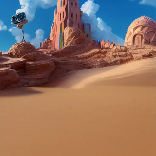 Image similar to monuments, vector, high quality, sand, water, gradients, 3 d render, incredible details, highly detailed, photorealistic, disney pixar, smooth, octane render, iridescent, 8 k