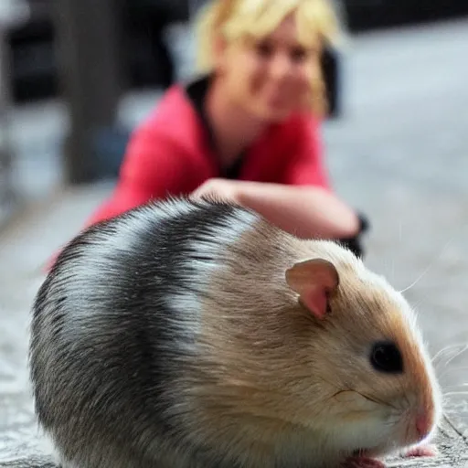 Image similar to scarlett johansson as a hamster