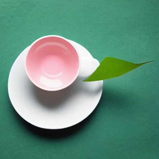 Prompt: baby quoka in a teacup eating a leaf, photography, minimalistic, 8k