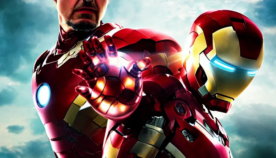 Prompt: Tom Cruise as Iron Man, detailed high contrast lighting, spherical lens, IMAX cinematography by Roger Deakins 4k