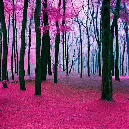 Image similar to forest on Kodak aerochrome, Helios 44 lens
