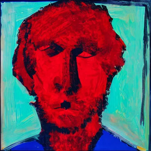 Image similar to a red headed man, abstract expressionism, art, portrait,