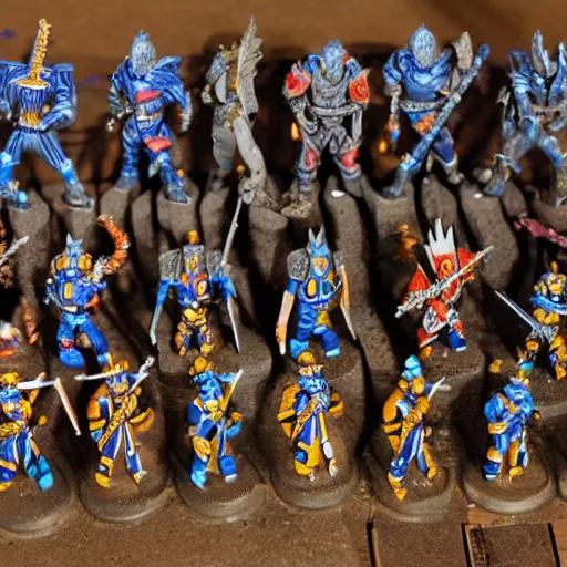 Prompt: meticulously painted Warhammer figurines