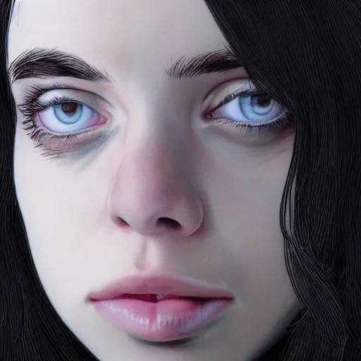 Prompt: hyper realistic and detailed closeup of Billie Eilish