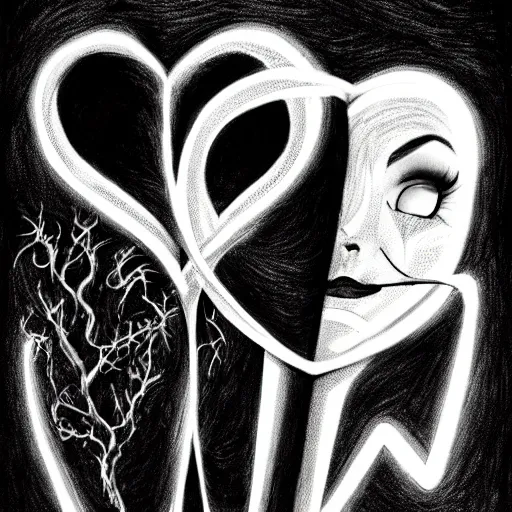 Image similar to two beers, many white hearts, friendship, love, sadness, dark ambiance, concept by Godfrey Blow, featured on deviantart, drawing, sots art, lyco art, artwork, photoillustration, poster art