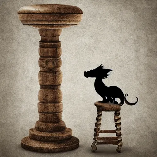 Image similar to dragon sitting on a high top stool waiting patiently for a drink, digital art