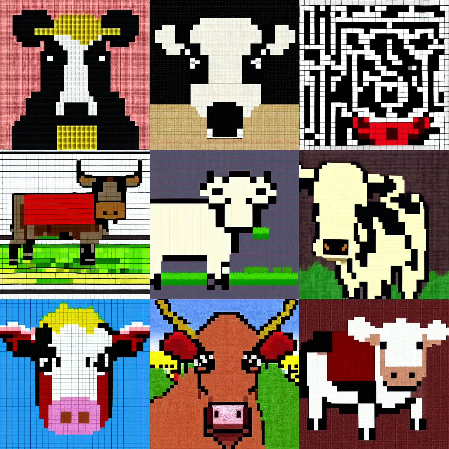 Prompt: 16x16 pixel art of a cow