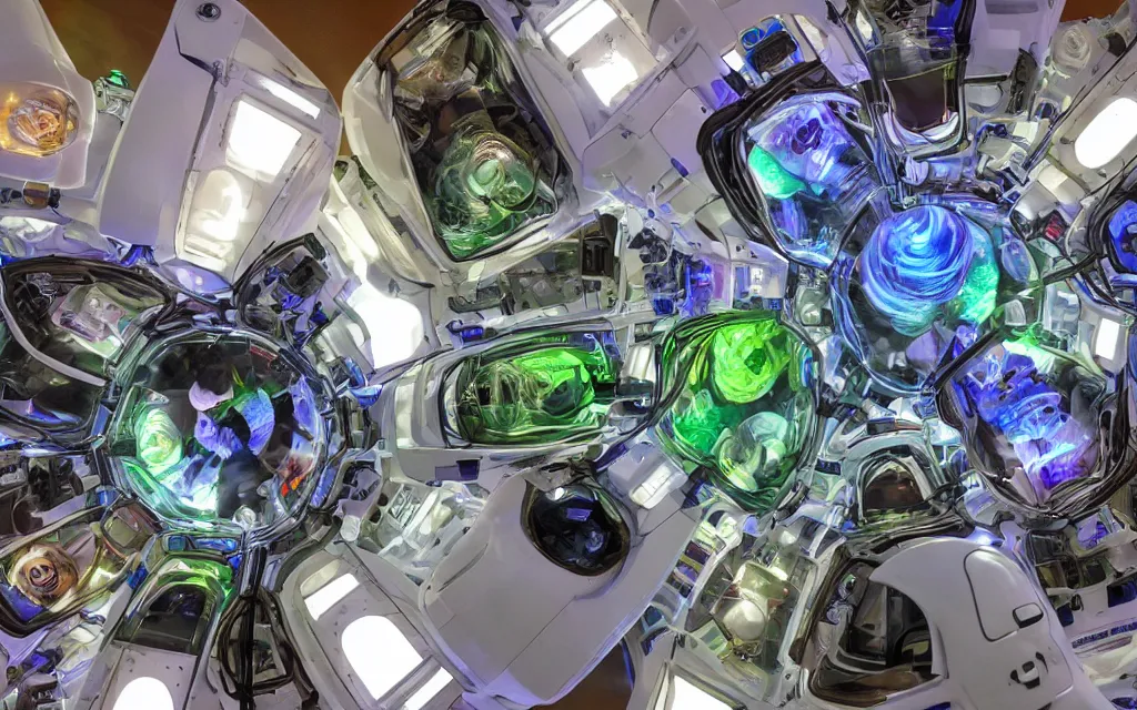 Image similar to medical, diverse healing cybersuits, healing pods, macro, wide wide angle, vivid, elaborate, highly detailed, beautiful lighting