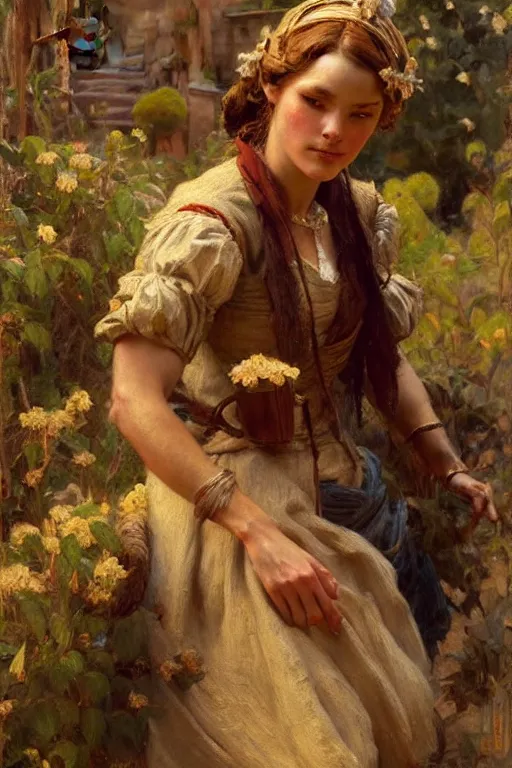 Prompt: peasant maid, highly detailed painting by gaston bussiere, craig mullins, j. c. leyendecker 8 k