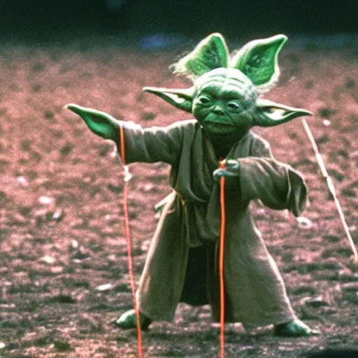 Image similar to yoda performing at woodstock