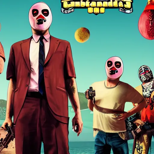 Prompt: Rubberbandits GTA V key art