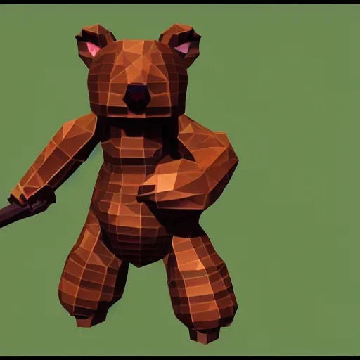 Image similar to image of an rpg bear enemy with low poly ps 1 graphics, upscaled to high resolution