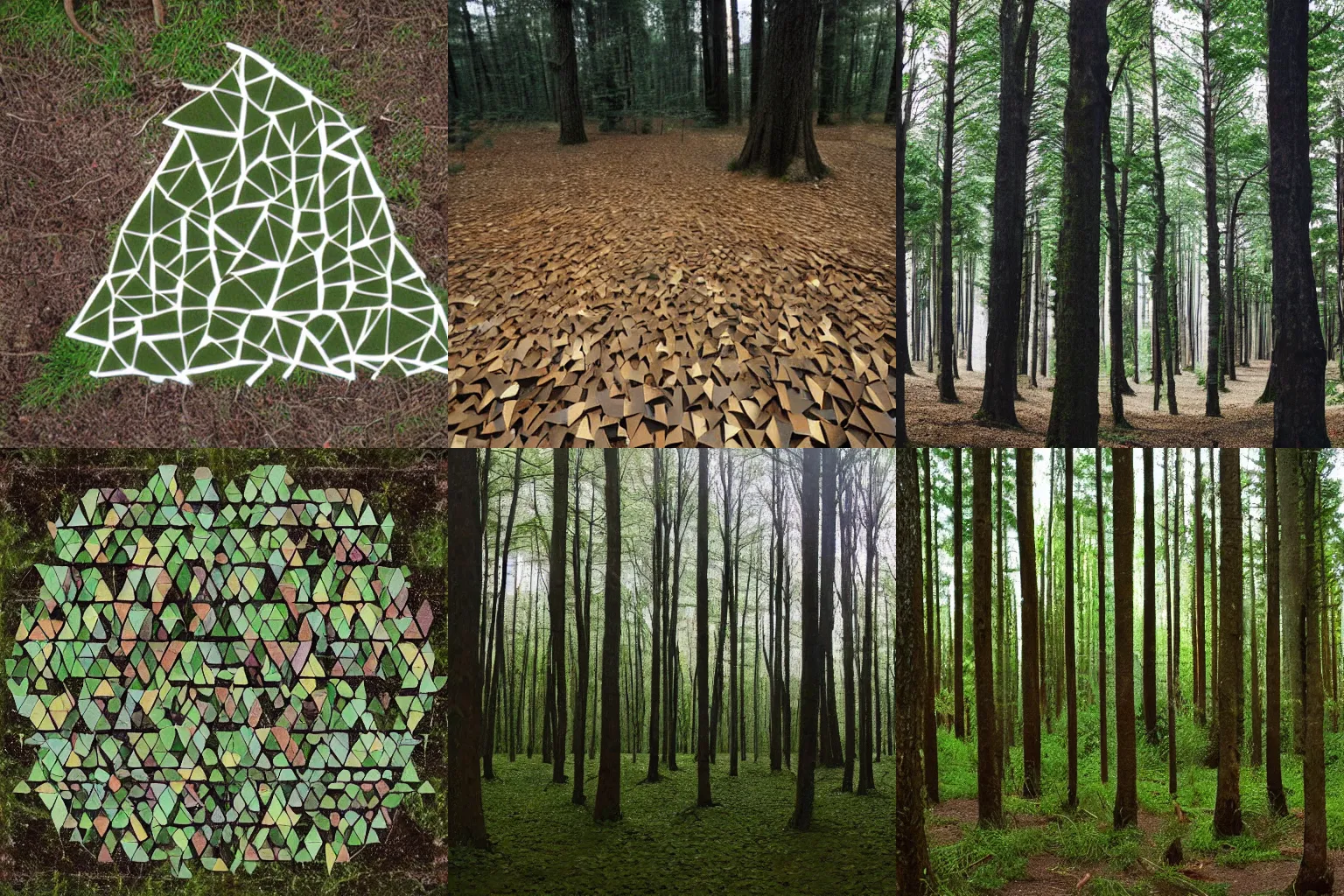 Prompt: forest made out of triangles