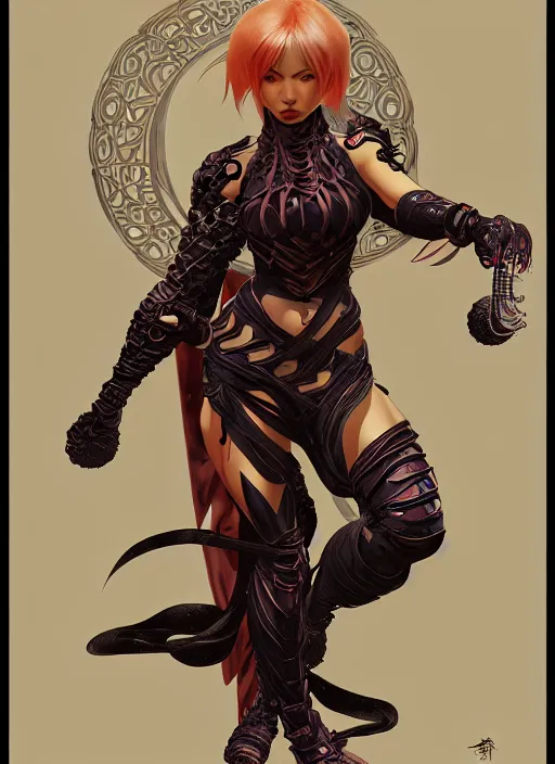 Image similar to studio portrait of ninja gaiden female, human structure, concept art, intricate detail, art and illustration by a. k. a limha lekan a. k. a maxx soul and tan zi and ayanamikodon and alphonse mucha and irakli nadar, global illumination