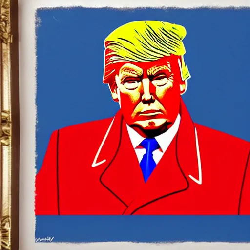 Prompt: donald trump wearing a soviet uniform, red background, in st. petersburg, photorealistic, detailed