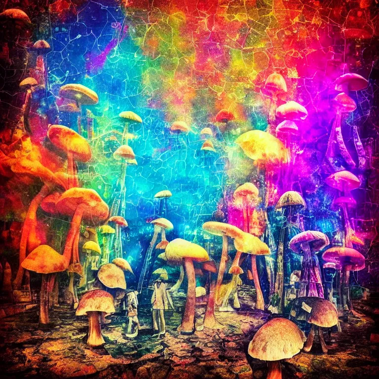 Image similar to double exposure of dally life, symbols of live, explosion, cyber mushroom city, love is the most relevant theme, love is infinity, love is begin of all, 8 k resolution, artistic mode, artistic, trending on instagram, long exposure, love art, serious, fantasy and dreams vibes, mushrooms style and macro style, colorful picture