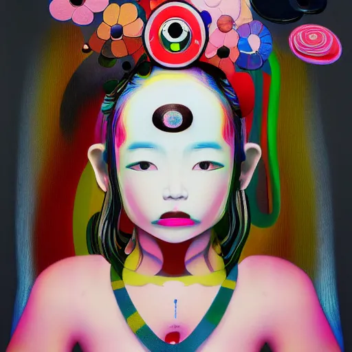 Image similar to a surreal portrait of a girl by takashi murakami, 4 k