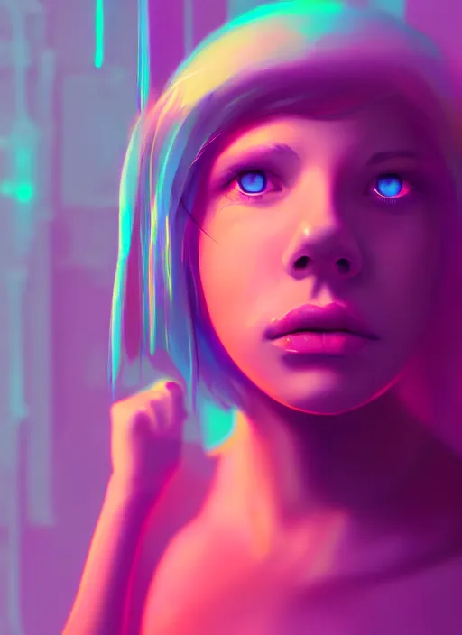 Prompt: a portrait of a pretty sewer punk young lady by beeple