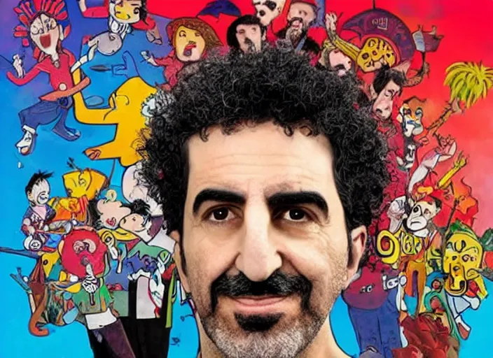 Prompt: serj tankian children's show, extremely detailed, promo image, high quality,