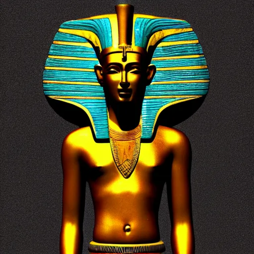 Prompt: ancient egyptian god amun, depicted as a 3 d render, artstation, blender