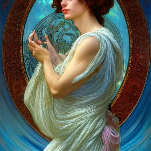 Image similar to an portrait of a beautiful alluring female goddess, detailed, centered, digital painting, artstation, concept art, donato giancola, Dante Gabriel Rossetti, alphonse mucha, Joseph Christian Leyendecker, WLOP, Boris Vallejo, Breathtaking, 8k resolution, extremely detailed, beautiful, establishing shot, artistic, hyperrealistic, beautiful face, octane render