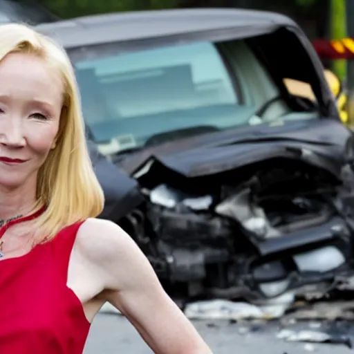 Prompt: anne heche in a deadly car accident