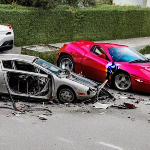 Image similar to crashed Ferrari, 3 model lines