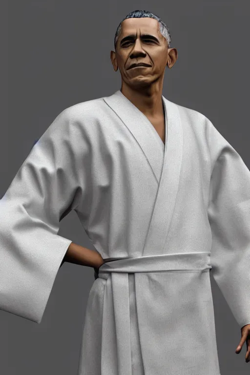 Prompt: full body 3d render of barack obama, beautiful kimono, blender, trending on artstation, 8k, highly detailed, bokeh, depth of field