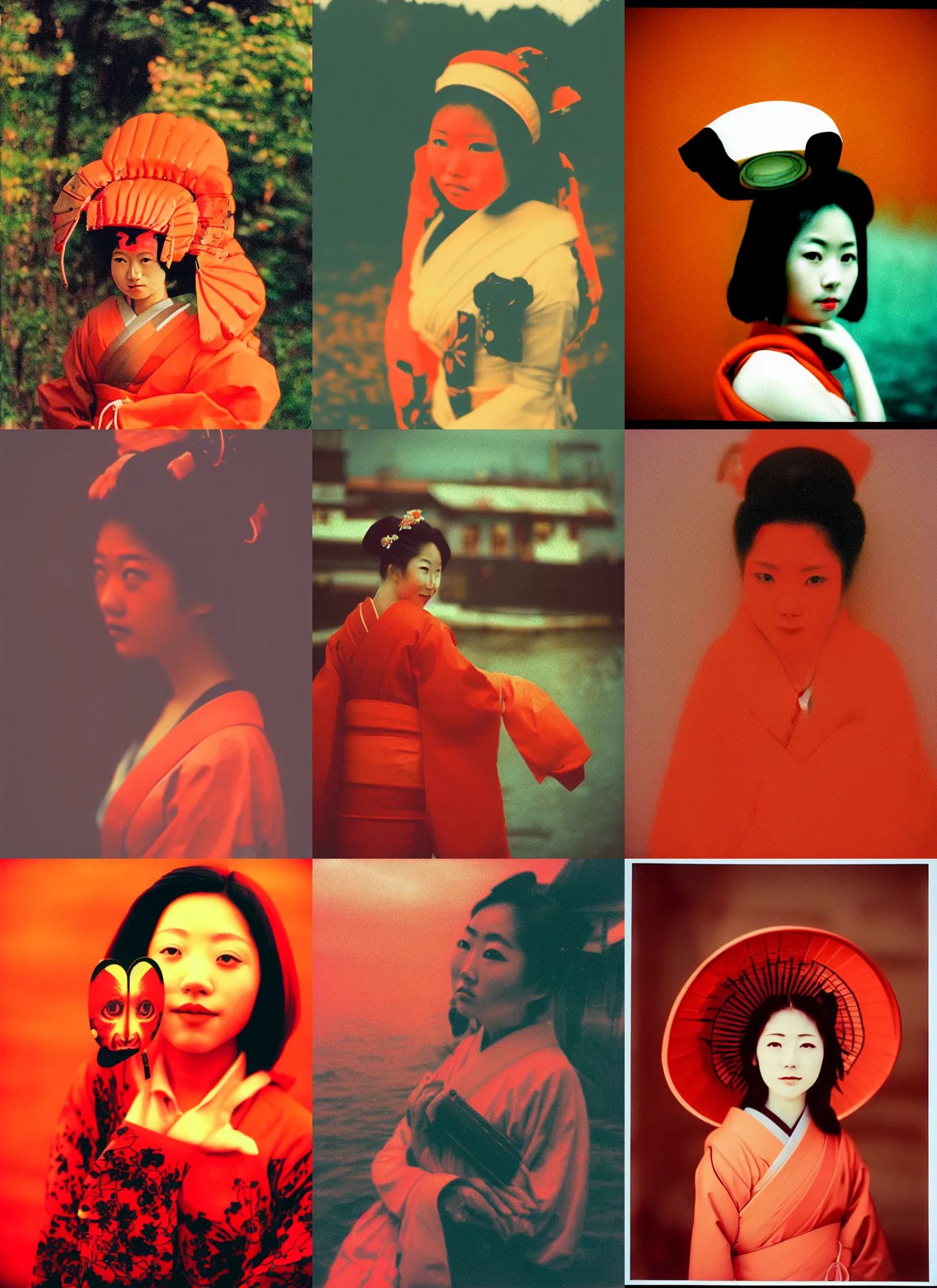 Prompt: Portrait Photograph of a Japanese Geisha Lomography Lobster Redscale 200