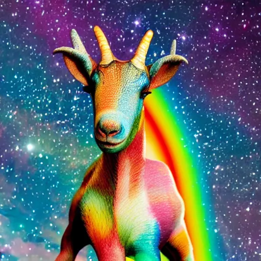 Image similar to rainbow cosmic goat