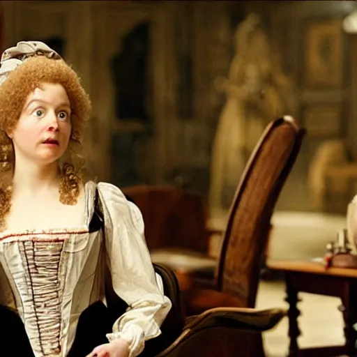 Image similar to scene from a 2 0 1 0 film set in 1 7 5 0 london showing a woman