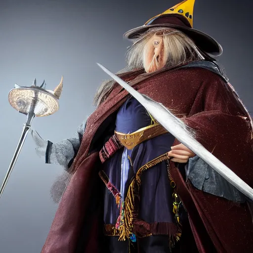Image similar to a photorealistic male wearing wizard outfit, sharp focus, photograph