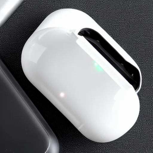 Image similar to black airpods pro case with marshmallow logo on it, studio, product photo