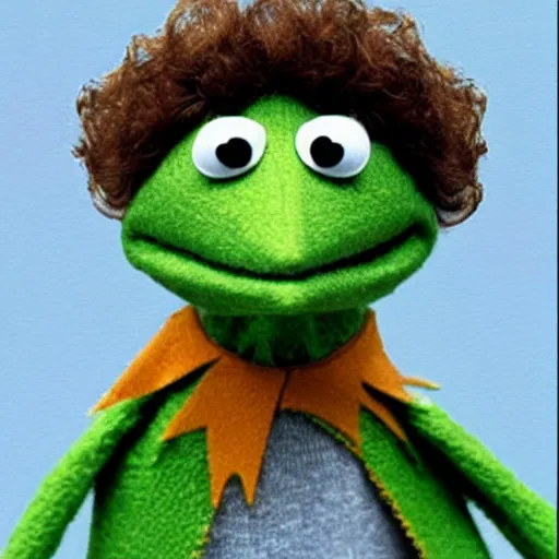 Prompt: Kermit the frog as young bob dylan, art Nuveau style