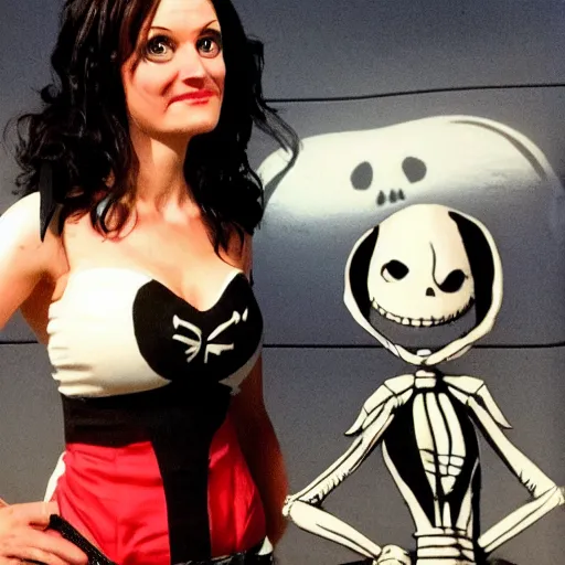 Prompt: Miranda Lawson and Commander Shepherd in The Nightmare Before Christmas