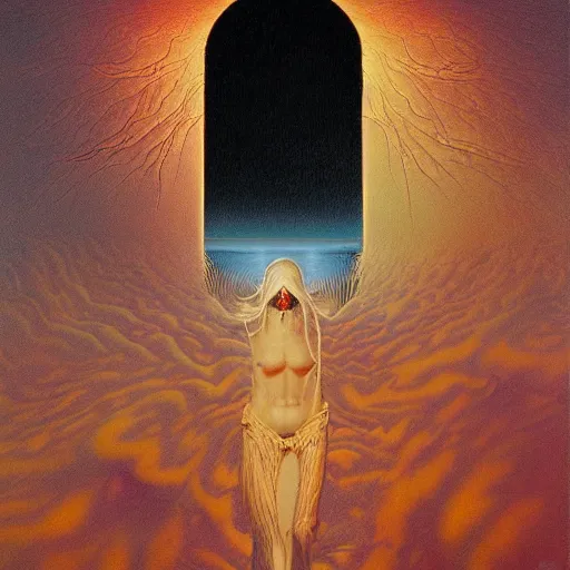 Image similar to Existential cosmic despair by Gerald Brom and Zdzisław Beksiński