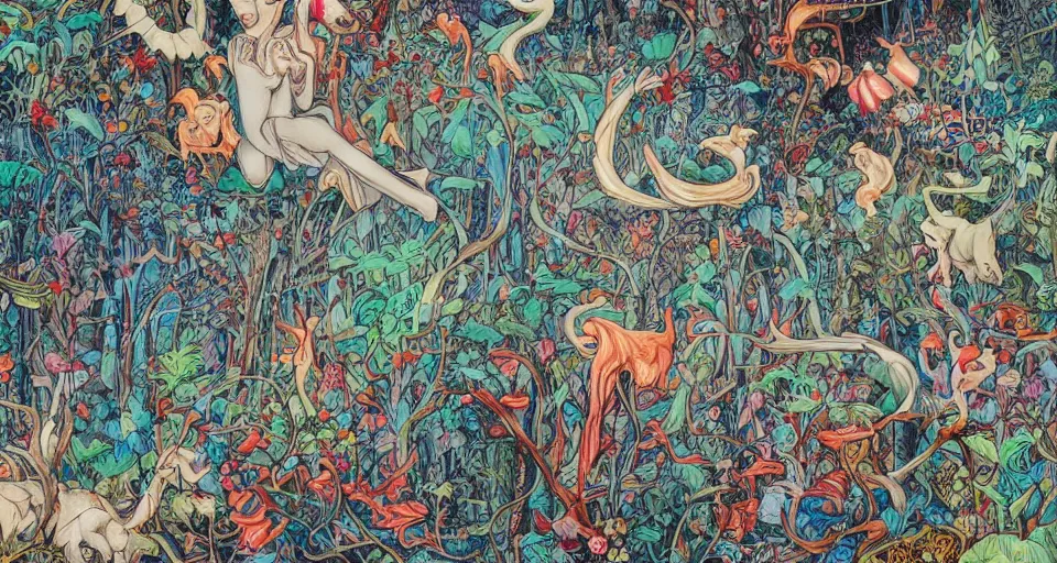 Prompt: Enchanted and magic forest, by james jean,