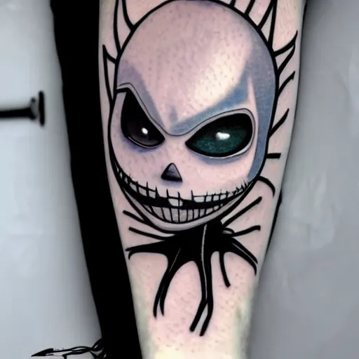 Prompt: zero from nightmare before christmas as tattoo by tim burton