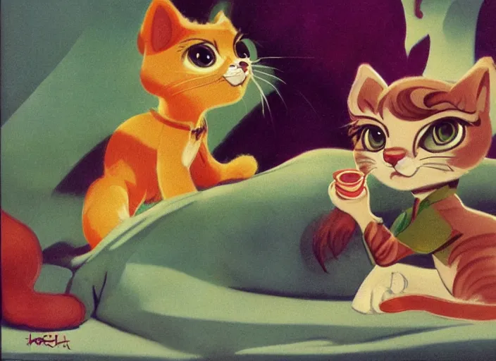 Image similar to littlest pet shop cat illustration by harold von schmidt